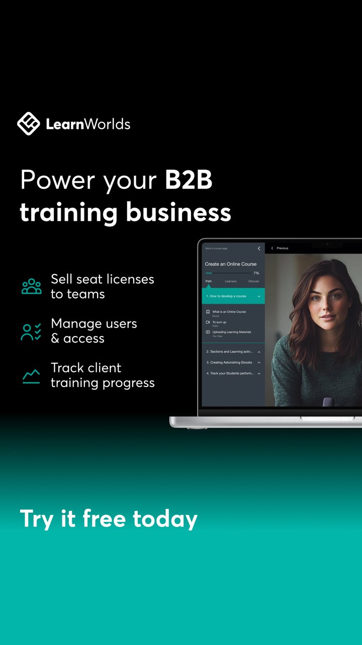 LearnWorlds B2B course selling